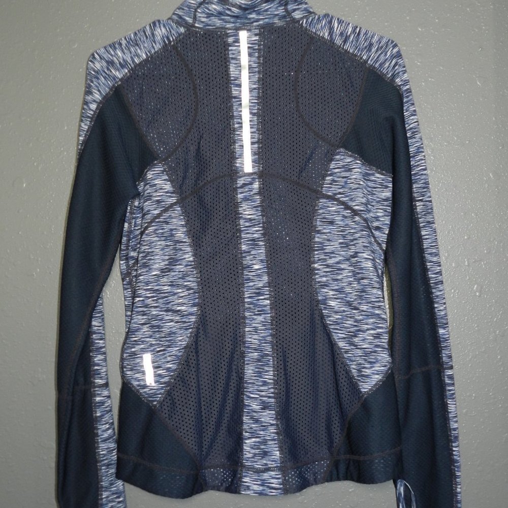 Zella Women Navy Blue Heather Zip Up Fitted Workout Thumbhole Jacket Size Medium - Picture 5 of 8